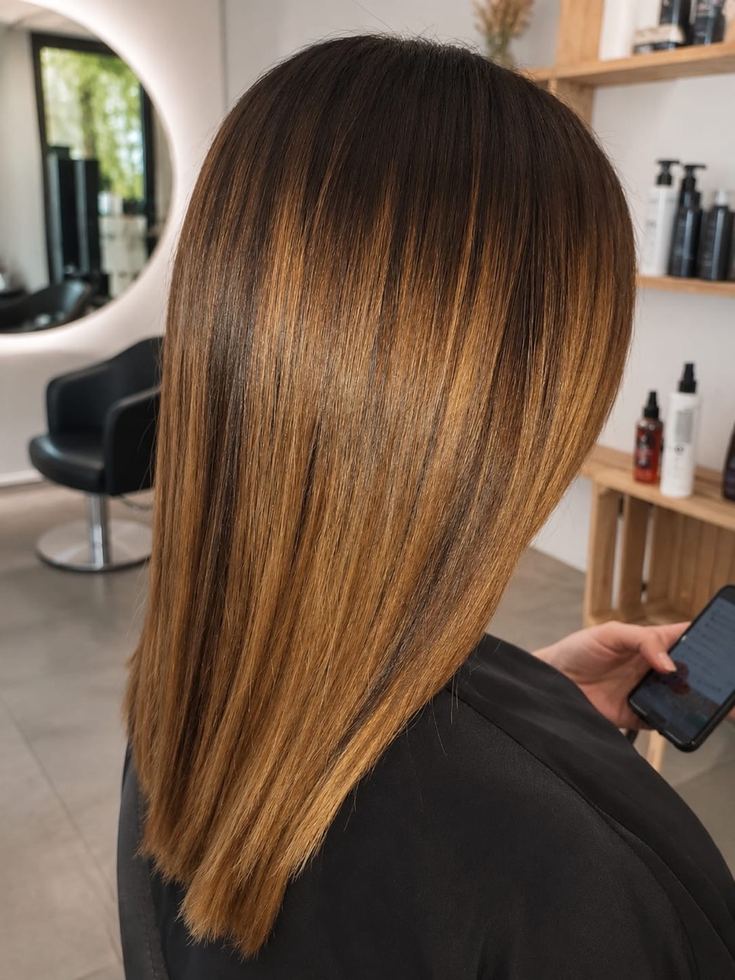 Lissage caramel doré