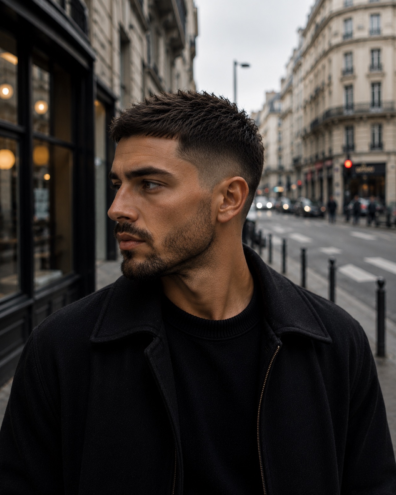 Coupe homme élégante en ville