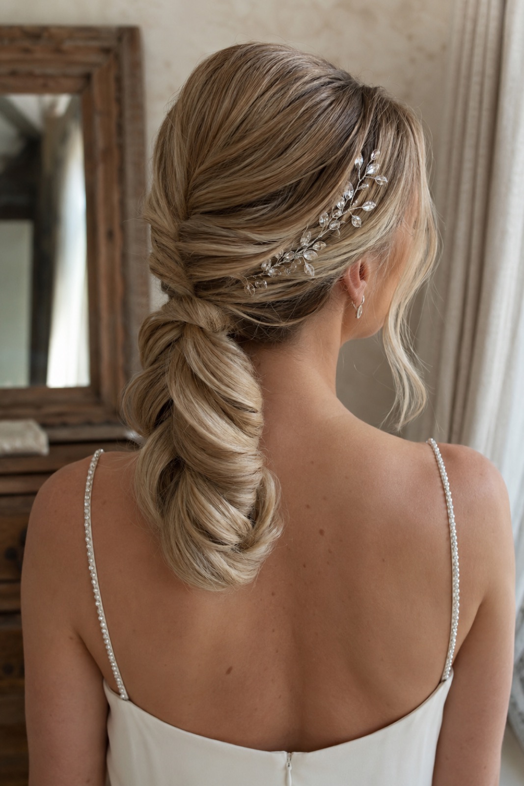 Attache basse blonde avec bijou argenté