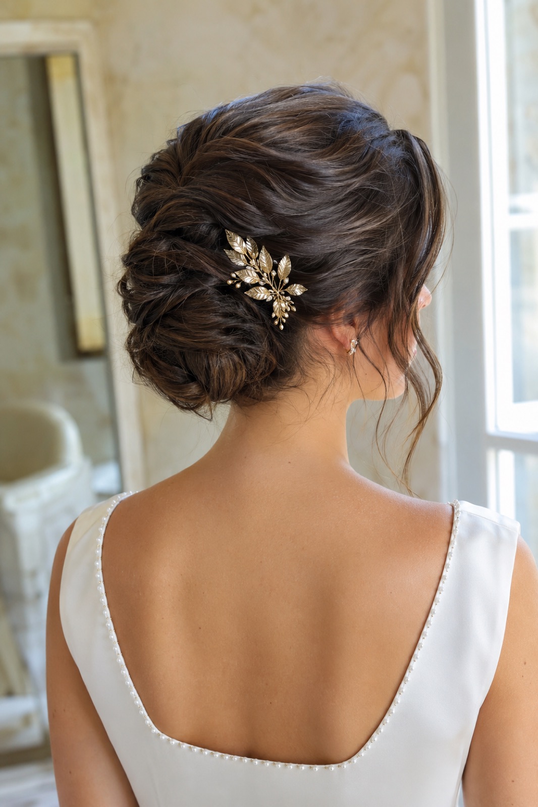 Chignon tressé brun