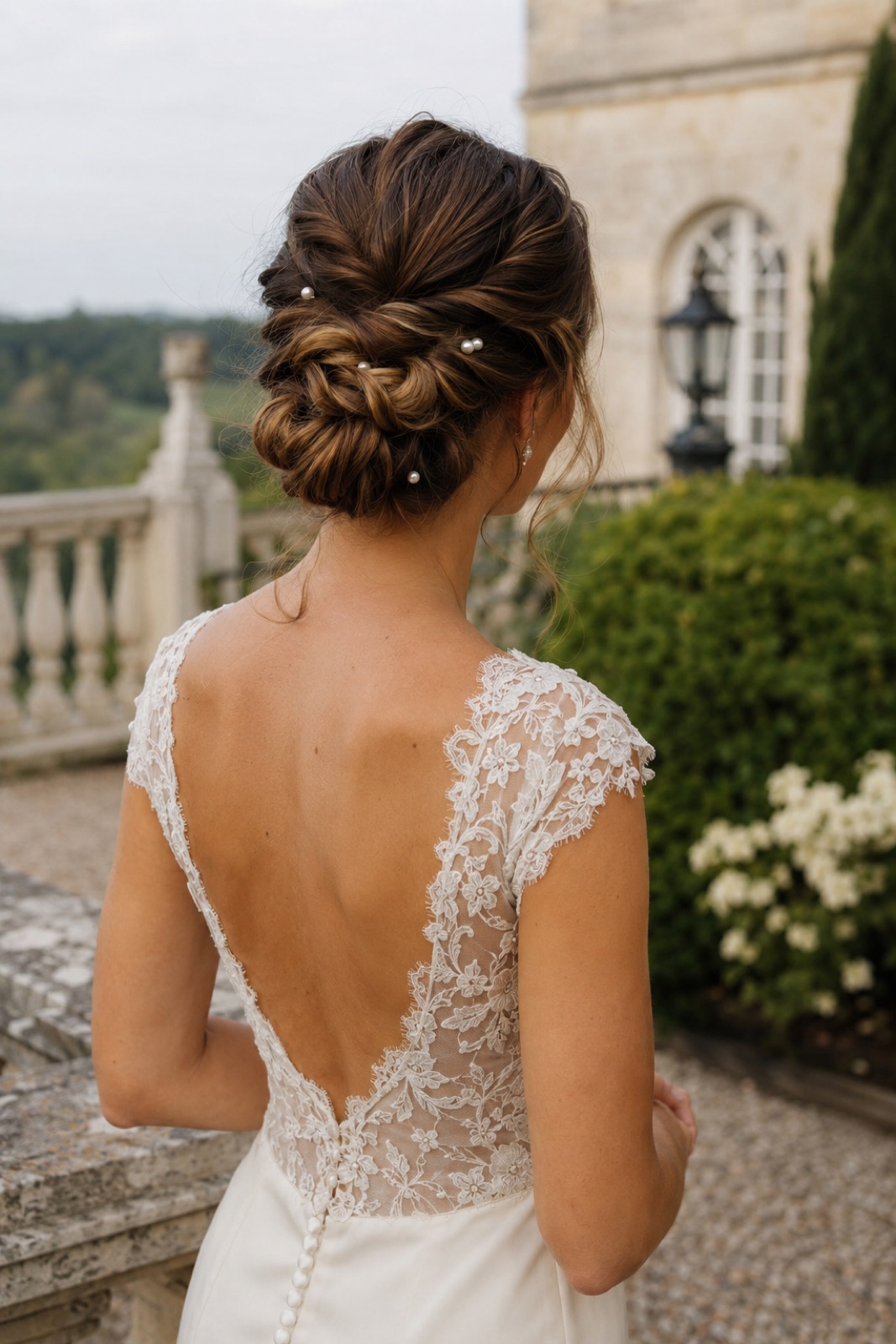 Chignon tressé avec perles